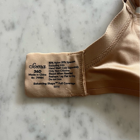Soma Enhancing Shape Full Coverage Tan Bra 36 D - Picture 5 of 6